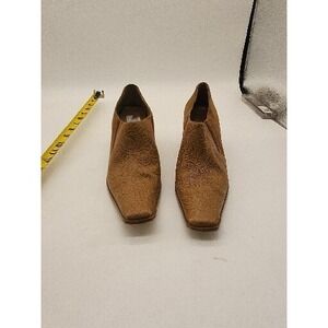 Via Accenti Womens Brown Leather 3" heel Short leather Boot Cuffed size 7.5 M